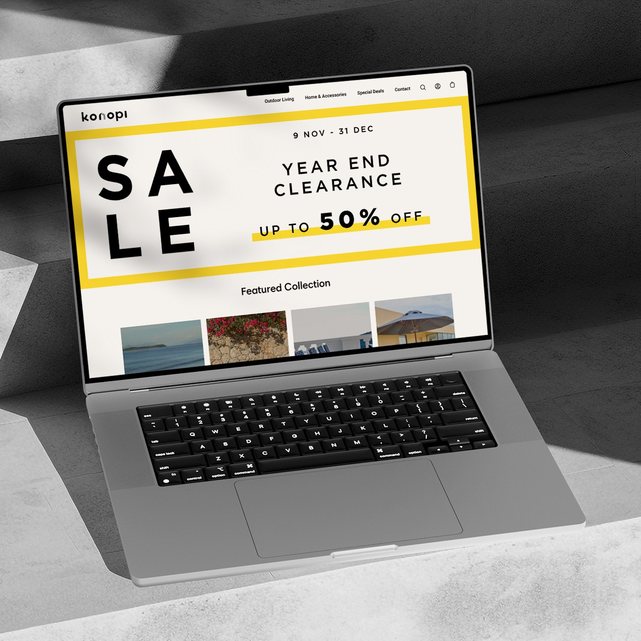 Visual of promotional collateral on konopi website