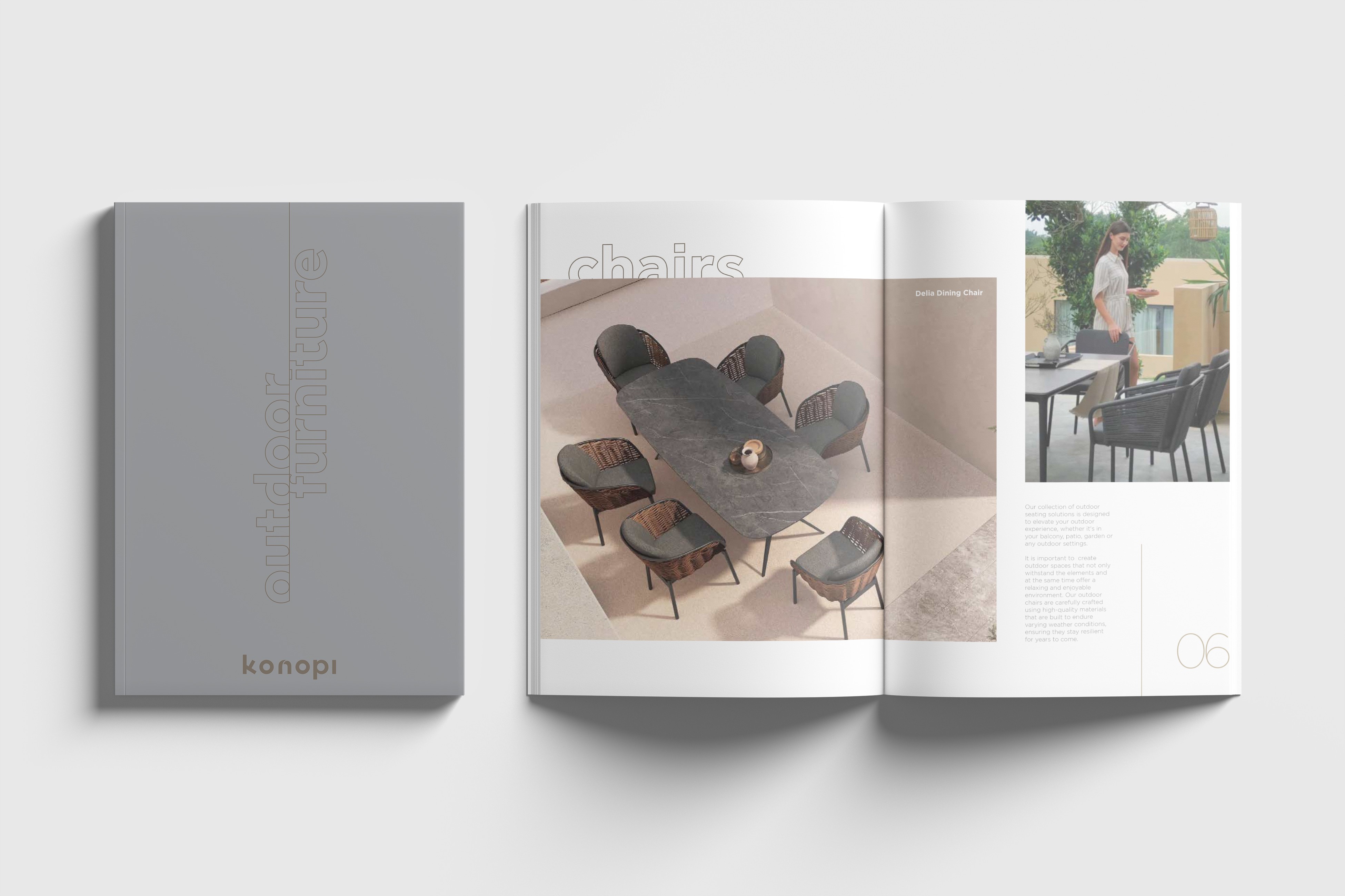 Visual of konopi catalogue, showcasing cover and layout of inside pages